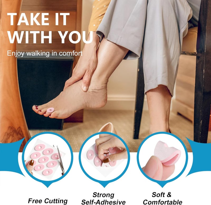 JUMPOW Corn Cushions Callus Pads - 90 Pcs, Corn Pads for Toes, Strong Adhesive & Soft, Foam Callus Cushions, Corn Remover Pads Relief Calluses, Corns, Blisters, Heel Frictions (Oval-L) - Image 3